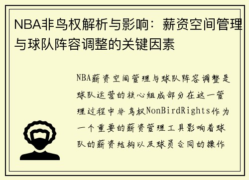 NBA非鸟权解析与影响：薪资空间管理与球队阵容调整的关键因素